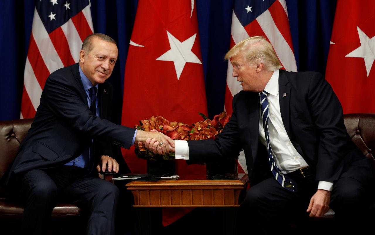 U.S. President Donald Trump meets with President Recep Tayyip Erdogan of Turkey in New York