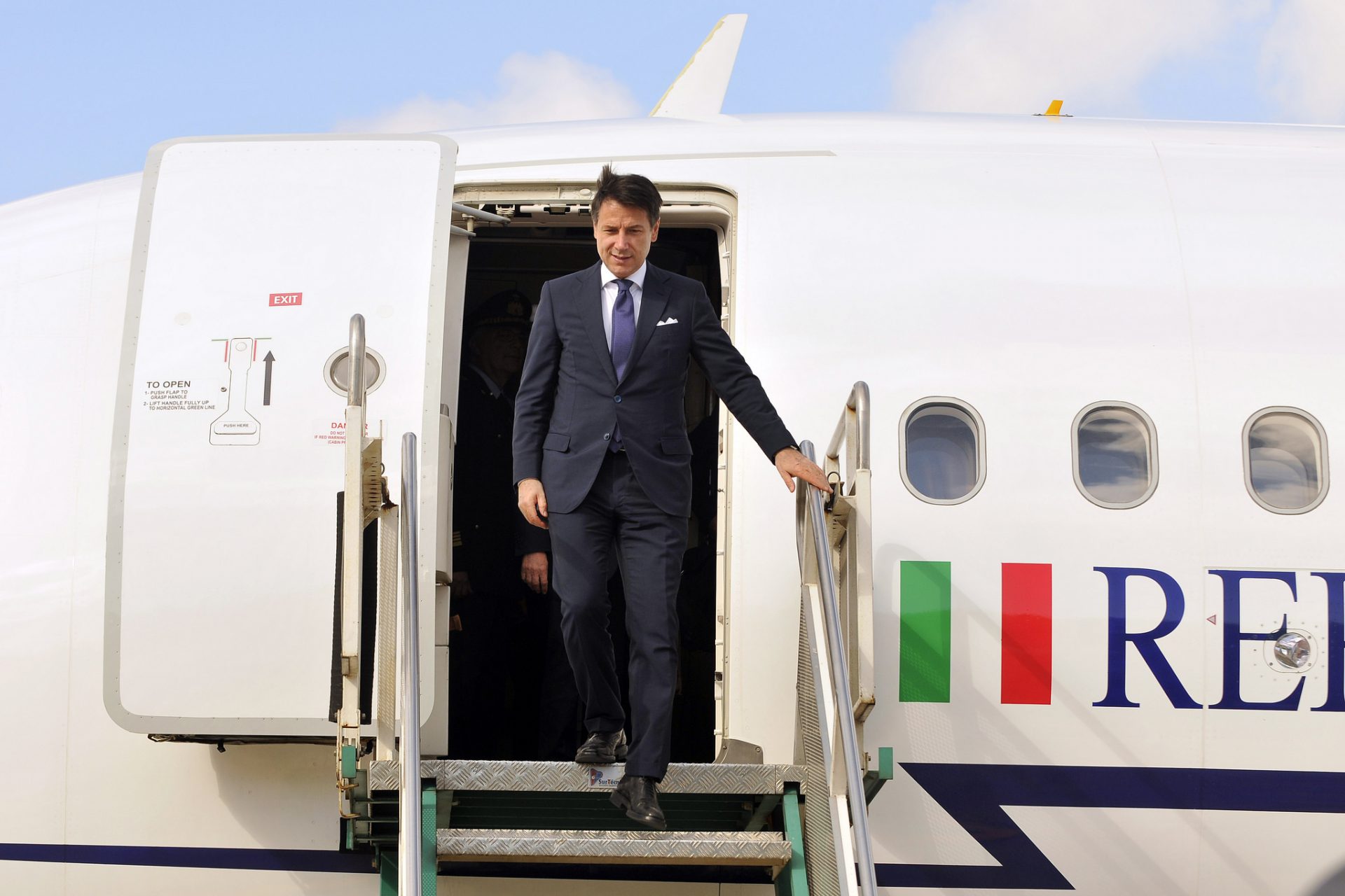 Arrival of Giuseppe Conte, Prime Minister of Italy