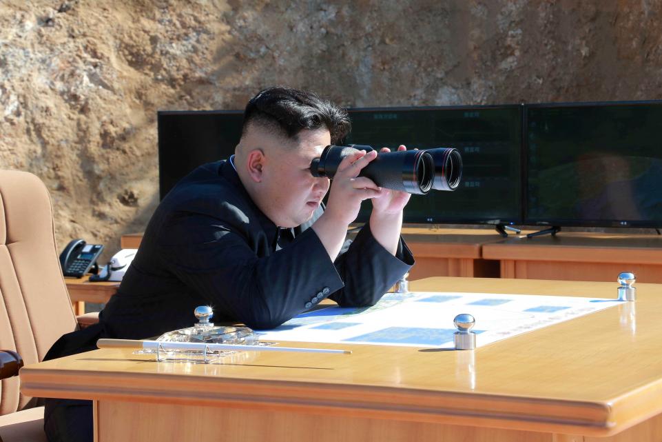 North Korean leader Kim Jong-il surveys military drills