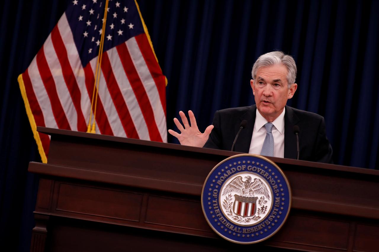 Federal Reserve Chairman Jerome Powell speaks at a news conference following the Federal Open Market Committee meetings in Washington