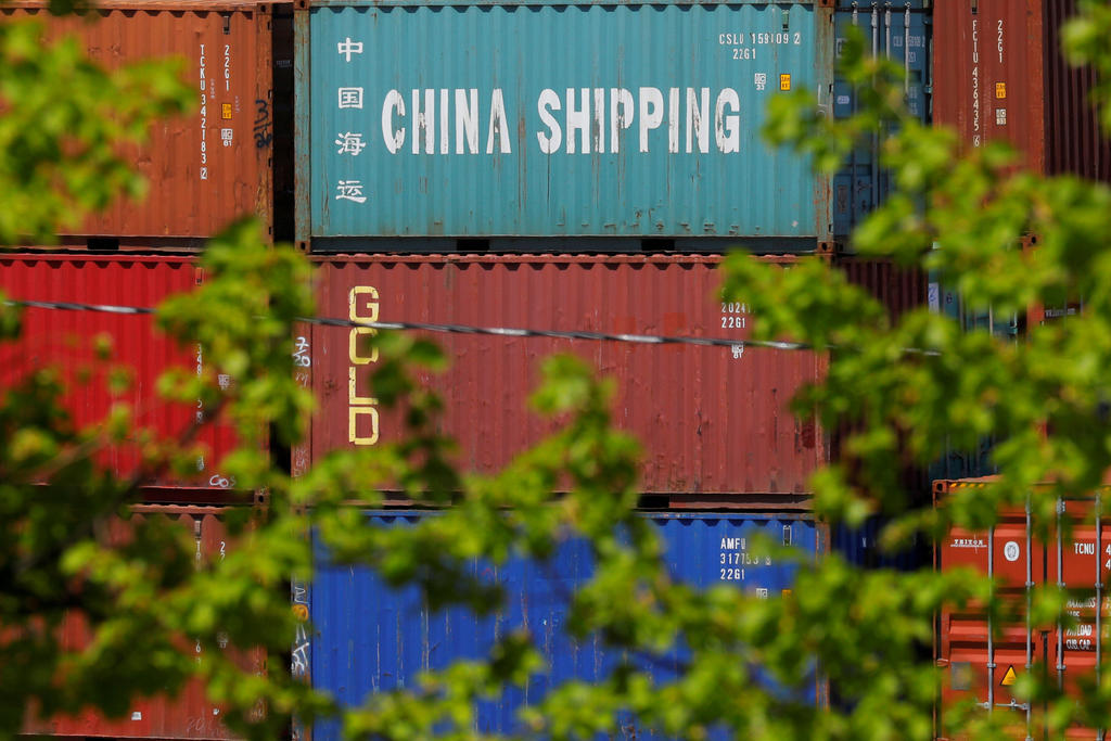 FILE PHOTO: Shipping containers are stacked at the Paul W. Conley Container Terminal in Boston