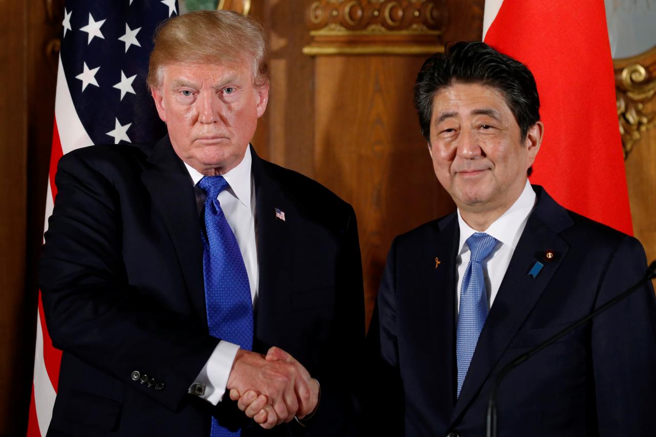Trump meets with Abe at Akasaka Palace in Japan