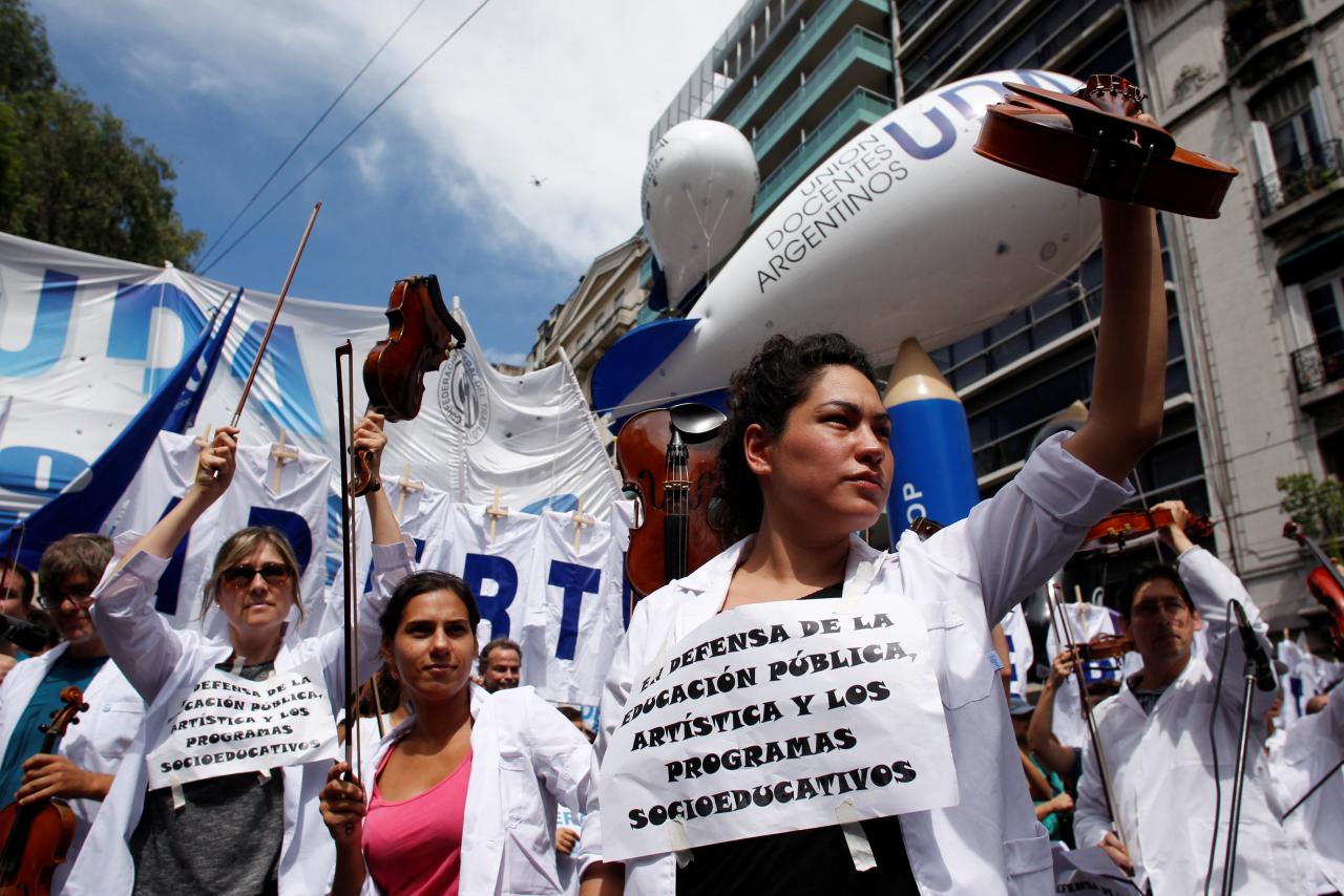 Thousands of teachers took to the streets, delaying the first day of school for millions of children, as part of a two-day national strike demanding a wage increase, in Buenos Aires