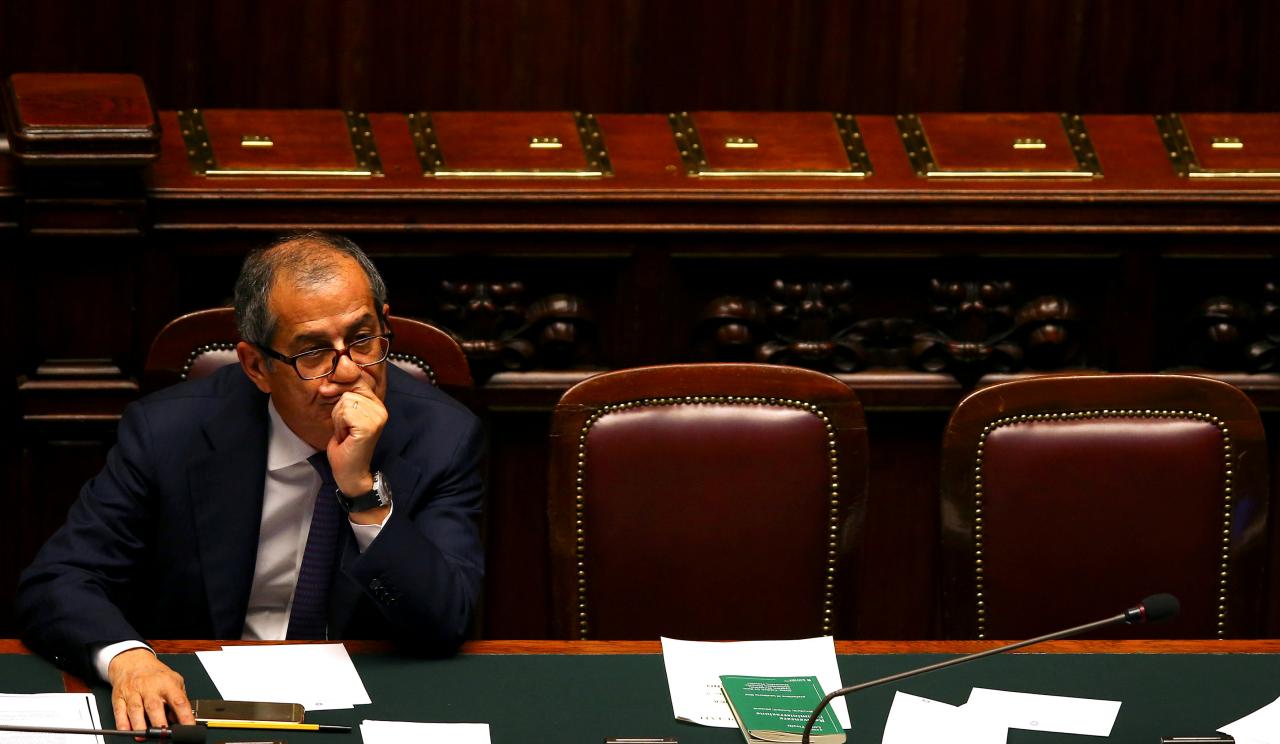FILE PHOTO: Italian Economy Minister Giovanni Tria attends Lower House of the Parliament in Rome