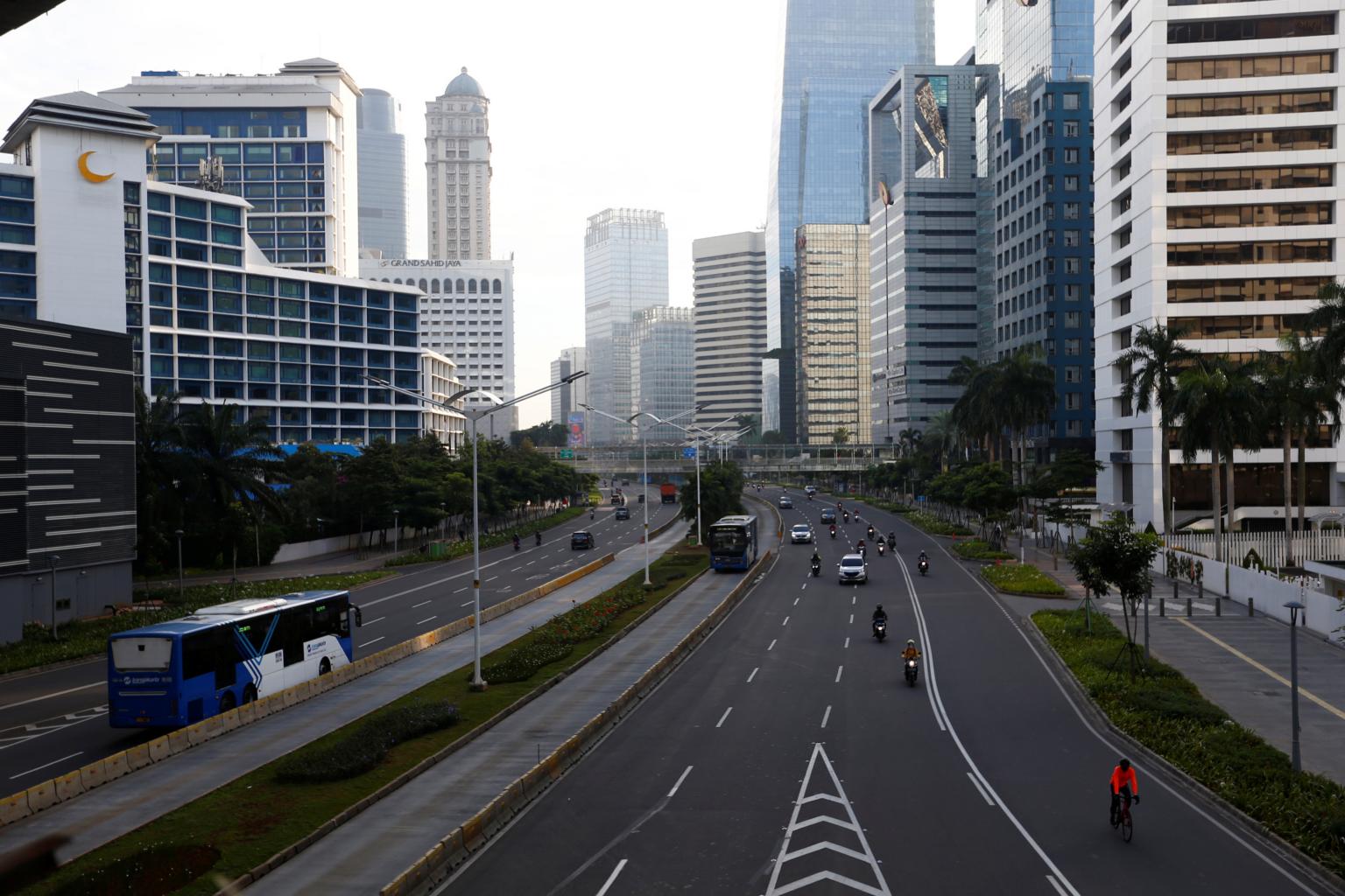 A nearly empty street in Jakarta A nearly empty street in Jakarta