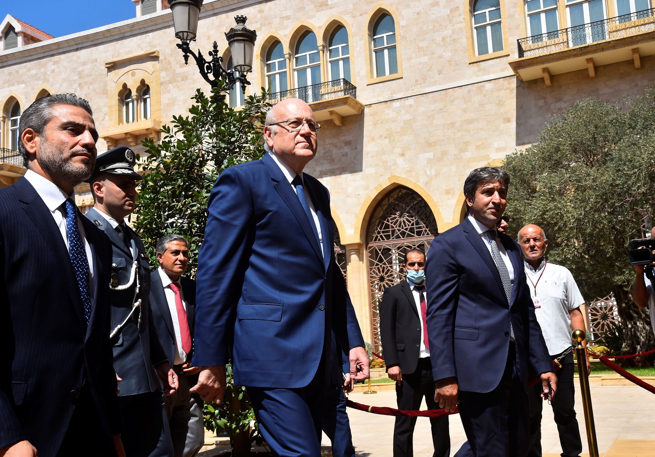 Lebanon's Prime Minister Najib Mikati travelling to attend a ceremony conferring his powers, Dalati Nohra/Handout via REUTERS