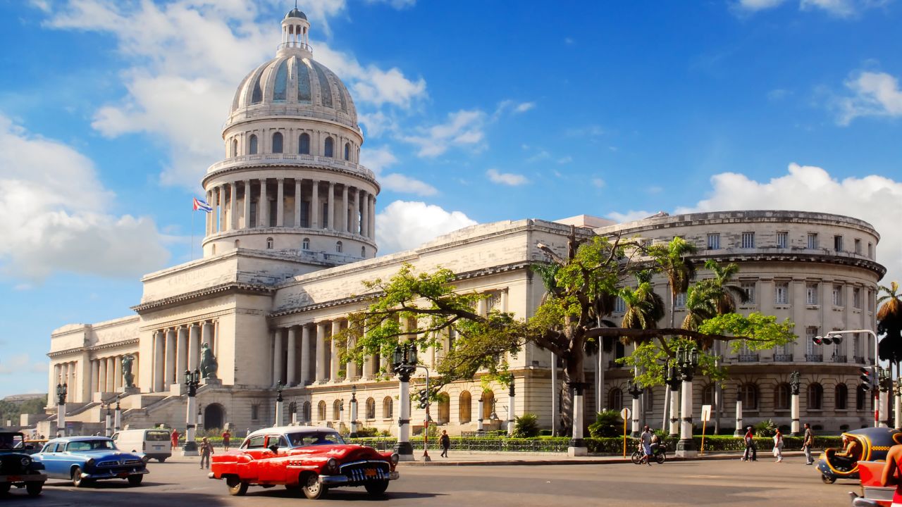 A view of a government building in Havana, Cuba